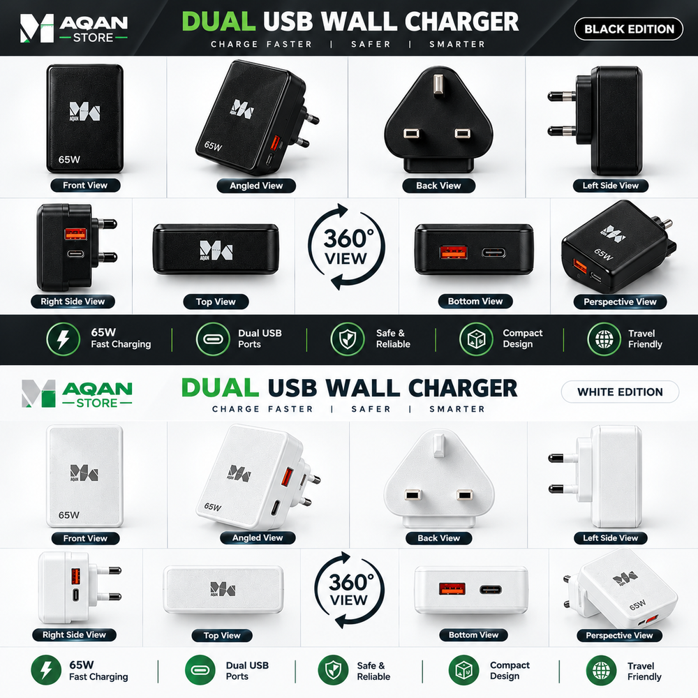AQAAN 65W Dual USB-C Fast Charger