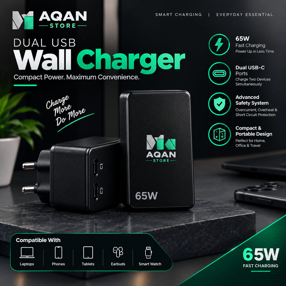 AQAAN 65W Dual USB-C Fast Charger